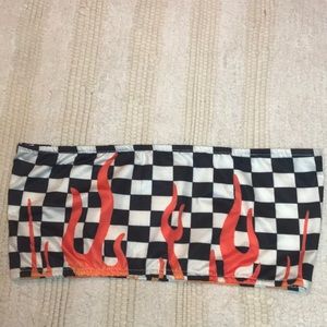 Checkered flames tube top
